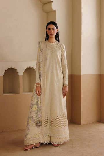 Emaan Adeel OPUS P0121 lawn outfit in ivory — front view