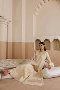 Emaan Adeel OPUS P0121 lawn outfit in ivory — reclining view