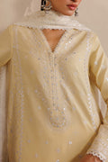 Emaan Adeel NOSTALIGA P0125 lawn outfit in pale yellow — embroidery close-up