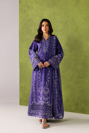 Emaan Adeel ORLINA P0064 lawn outfit in purple — front view