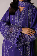 Emaan Adeel ORLINA P0064 lawn outfit in purple — embroidery close-up