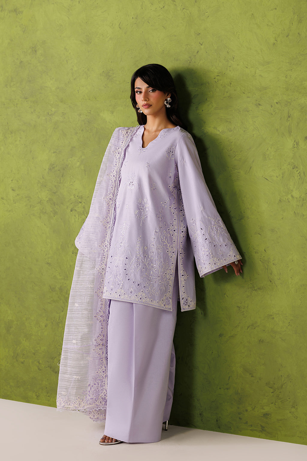 Emaan Adeel CAELIA P0126 lawn outfit in lilac — front view