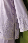 Emaan Adeel CAELIA P0126 lawn outfit in lilac — embroidery close-up