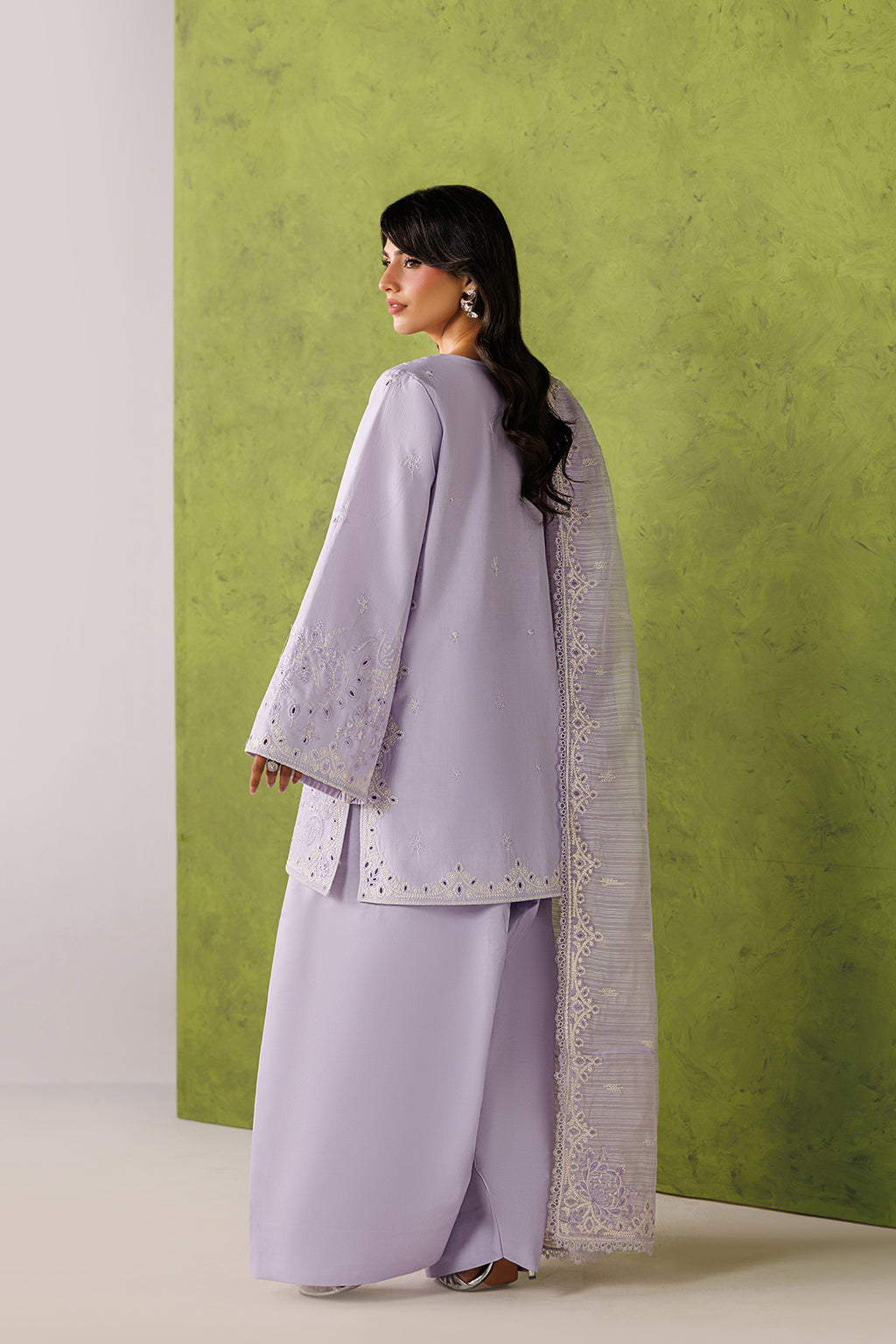 Emaan Adeel CAELIA P0126 lawn outfit in lilac — back view