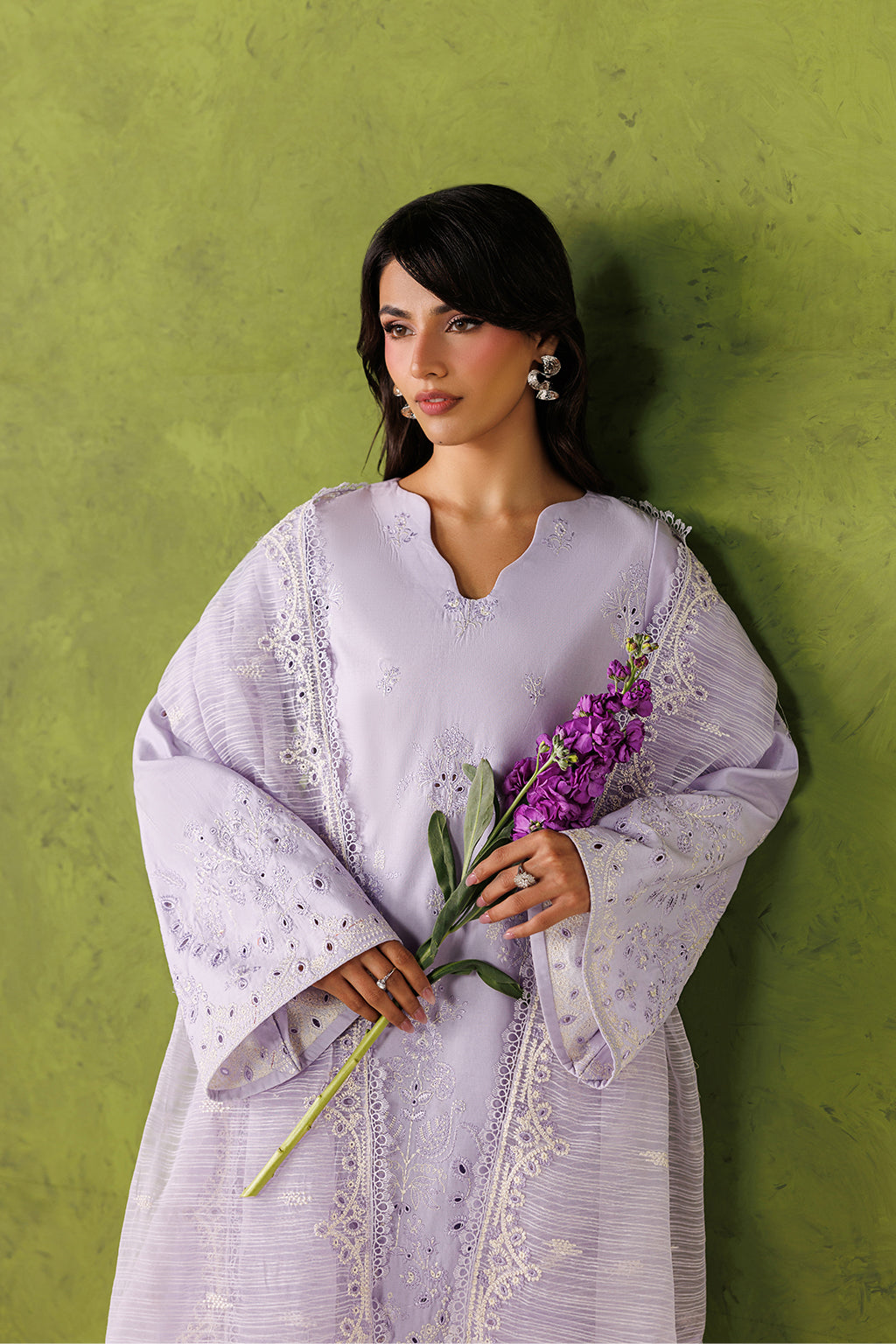 Emaan Adeel CAELIA P0126 lawn outfit in lilac — upper-body view
