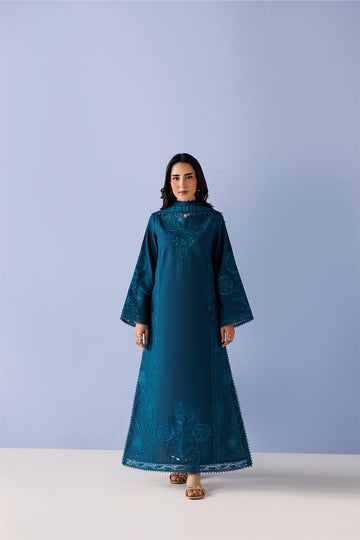 Emaan Adeel AVENOIR P0132 lawn outfit in deep teal — front view