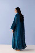 Emaan Adeel AVENOIR P0132 lawn outfit in deep teal — back view