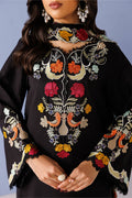 Emaan Adeel LURELLE P0137 lawn outfit in black with multicolour details — embroidery close-up