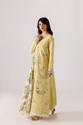 Emaan Adeel MODISH P0139 lawn outfit in pale yellow — side view