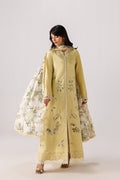 Emaan Adeel MODISH P0139 lawn outfit in pale yellow — front view
