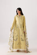 Emaan Adeel MODISH P0139 lawn outfit in pale yellow — front view