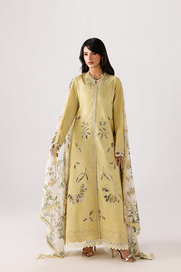 Emaan Adeel MODISH P0139 lawn outfit in pale yellow — front view