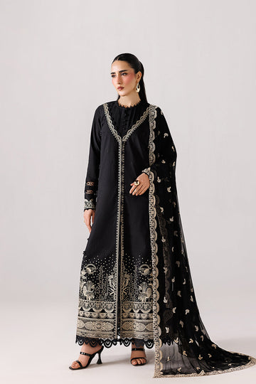 Emaan Adeel ELEVE P0138 lawn outfit in black — front view