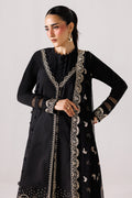 Emaan Adeel ELEVE P0138 lawn outfit in black — upper-body view