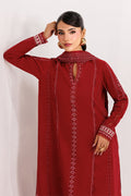 Emaan Adeel POISE P0036 lawn outfit in deep red — upper-body view