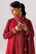 Emaan Adeel POISE P0036 lawn outfit in deep red — upper-body view