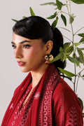 Emaan Adeel POISE P0036 lawn outfit in deep red — upper-body view