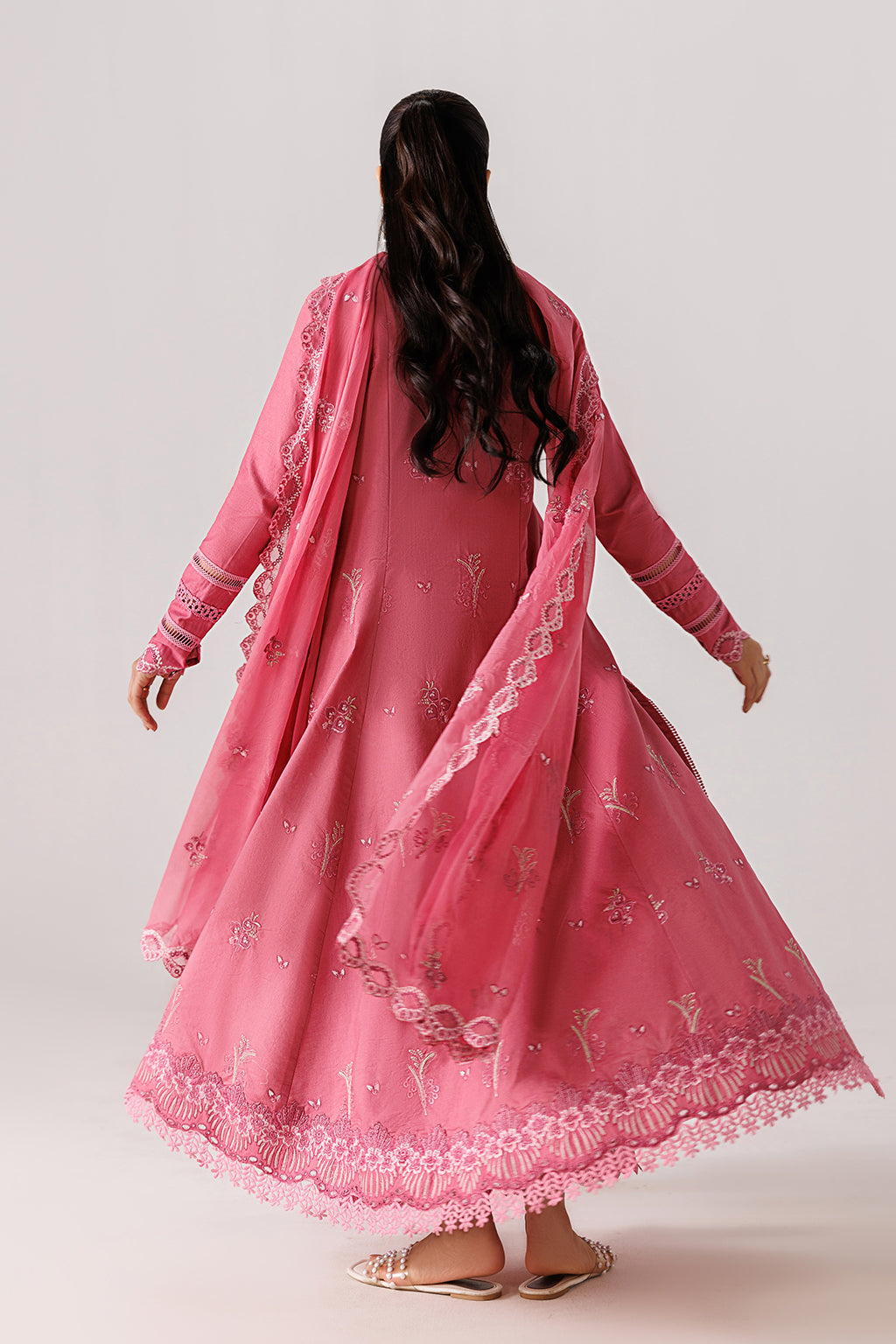 Emaan Adeel INES P0136 lawn outfit in pink — back view