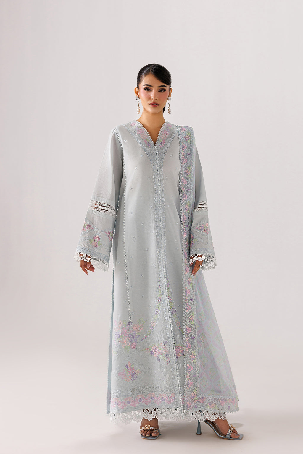 Emaan Adeel CORELLE P0135 lawn outfit in pale blue — front view