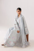 Emaan Adeel CORELLE P0135 lawn outfit in pale blue — seated view