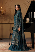 Emaan Adeel ASTERIA S0458 chiffon outfit in deep teal — side view