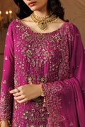Emaan Adeel EMBER S0452 chiffon outfit in bright pink — embroidery close-up