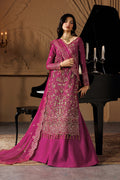 Emaan Adeel EMBER S0452 chiffon outfit in bright pink — front view
