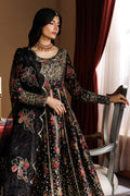 Emaan Adeel ASH S0454 chiffon outfit in black with multicolour details — upper-body view