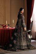 Emaan Adeel ASH S0454 chiffon outfit in black with multicolour details — back view