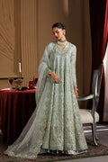 Emaan Adeel HALO S0459 organza outfit in pale mint green — front view