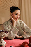 Emaan Adeel ELARA S0455 chiffon outfit in beige — upper-body view