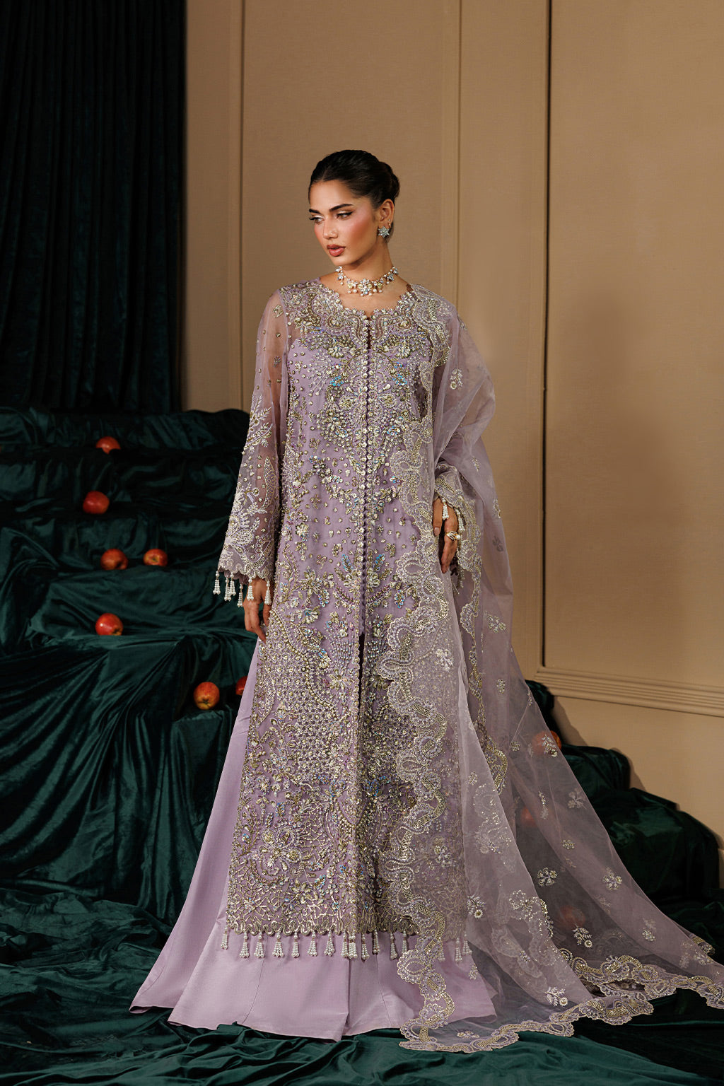 Emaan Adeel CYRA S0461 organza outfit in lilac — front view