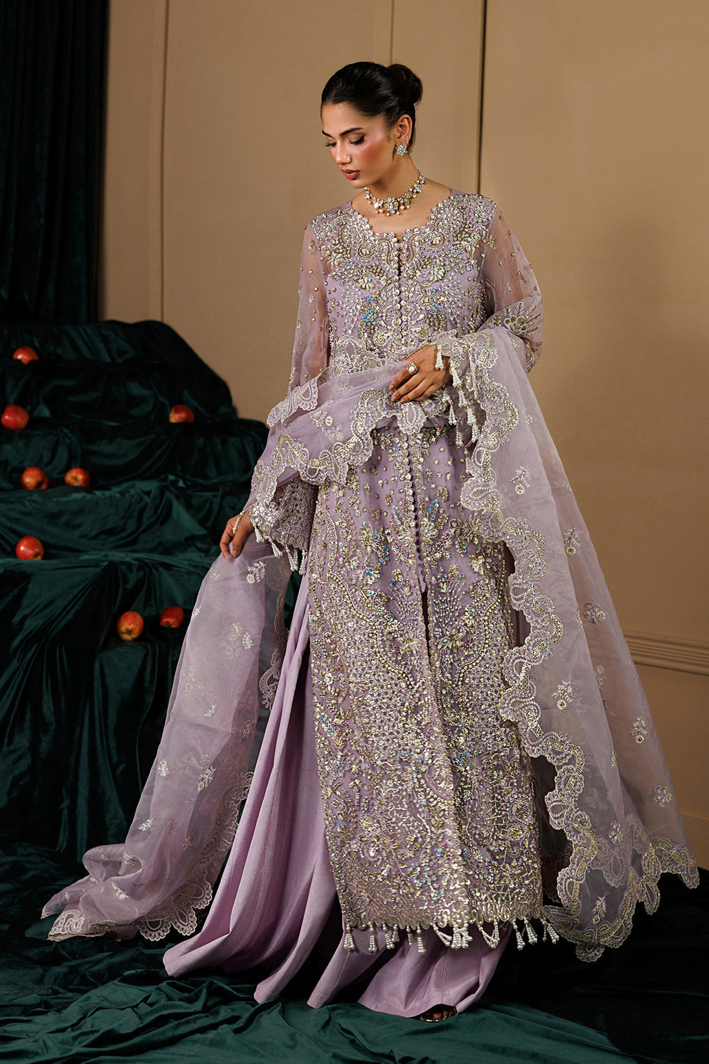 Emaan Adeel CYRA S0461 organza outfit in lilac — front view