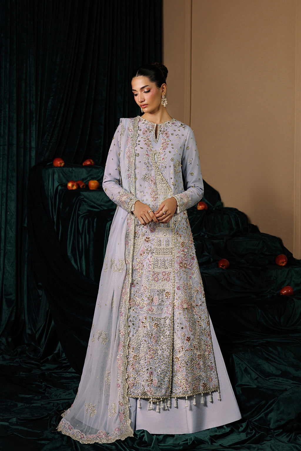 Emaan Adeel SELENE S0457 chiffon outfit in pale blue — front view