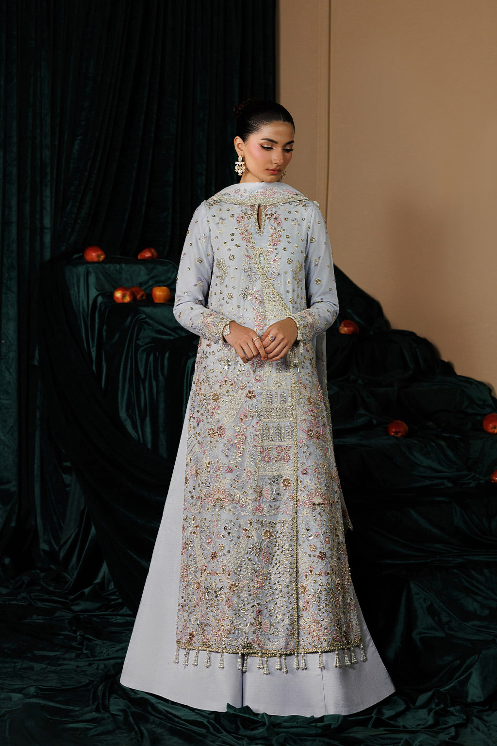 Emaan Adeel SELENE S0457 chiffon outfit in pale blue — front view