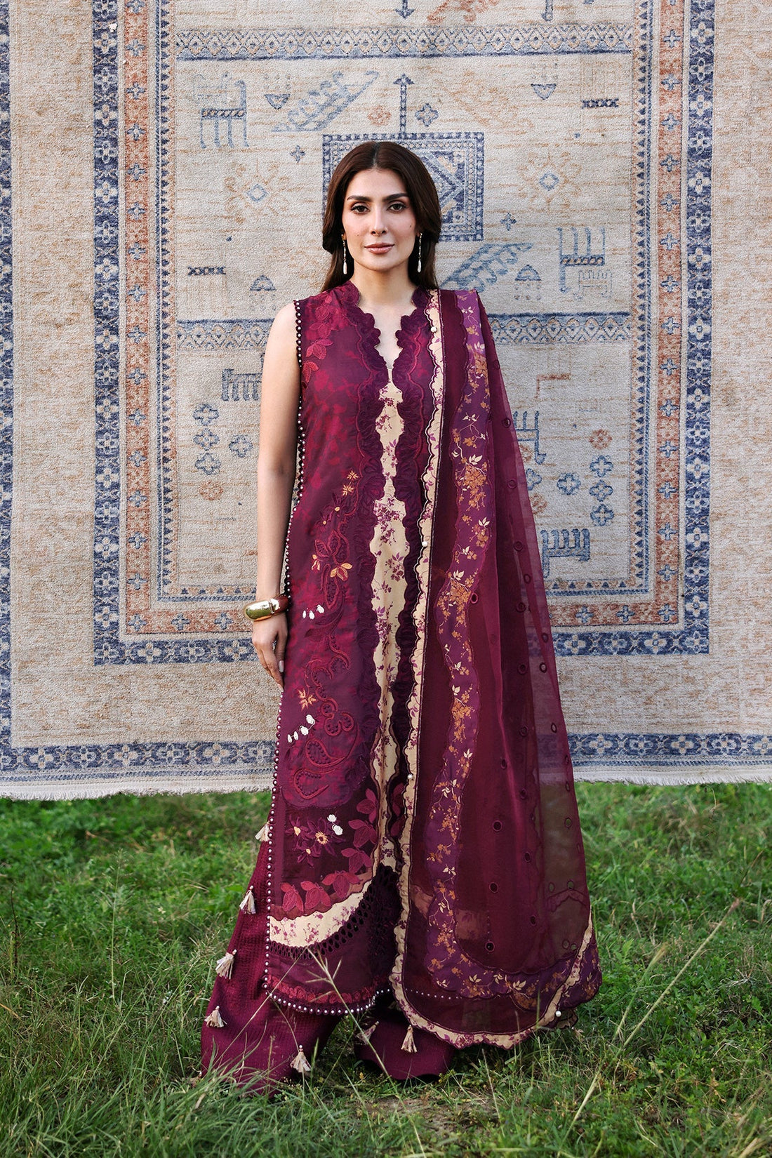 Model wearing Afrozeh Thalia shirt & trouser set