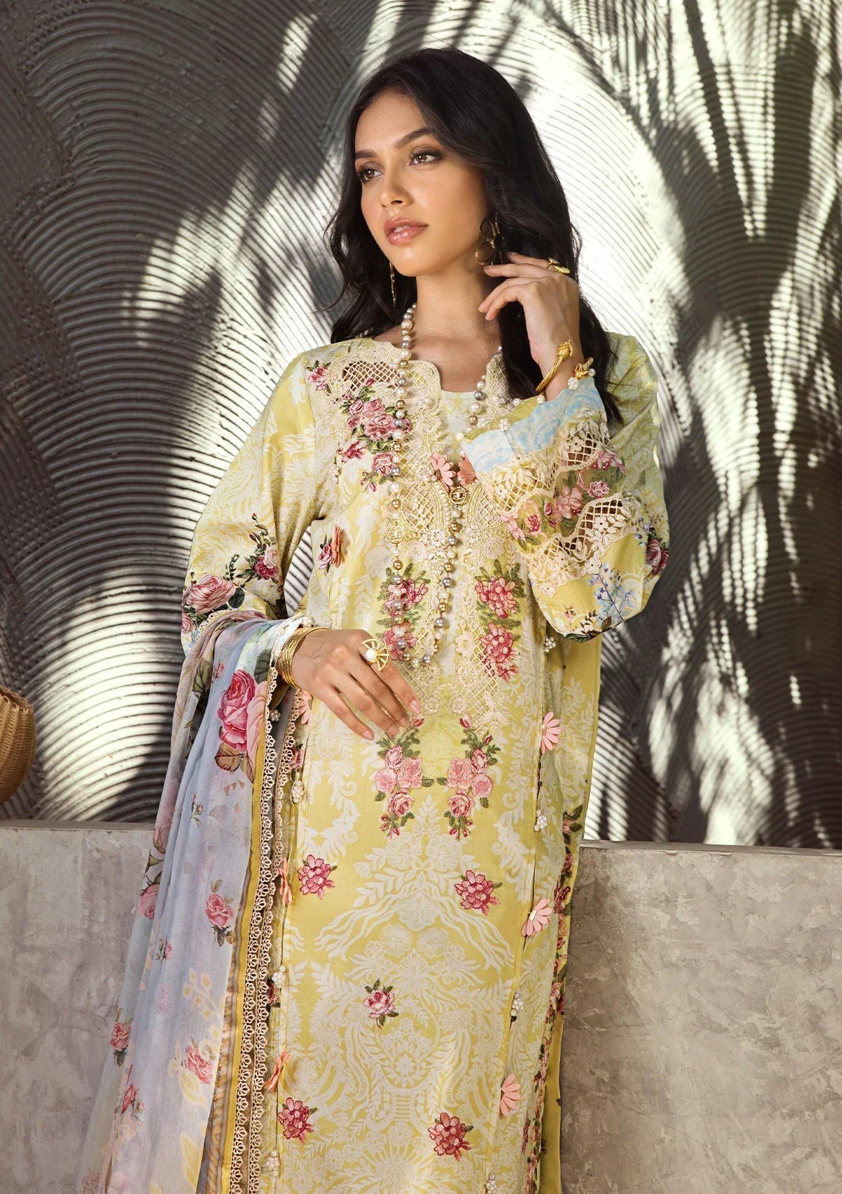 ELAF Signature Embroidered Lawn Unstitched 3Pc Suit ESL-02A PIXIE DUST - House Of Hania