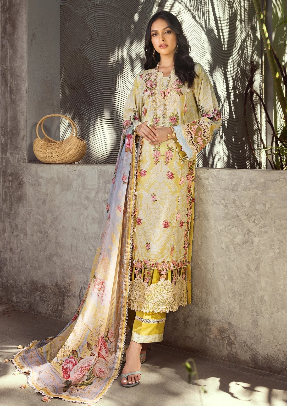ELAF Signature Embroidered Lawn Unstitched 3Pc Suit ESL-02A PIXIE DUST - House Of Hania