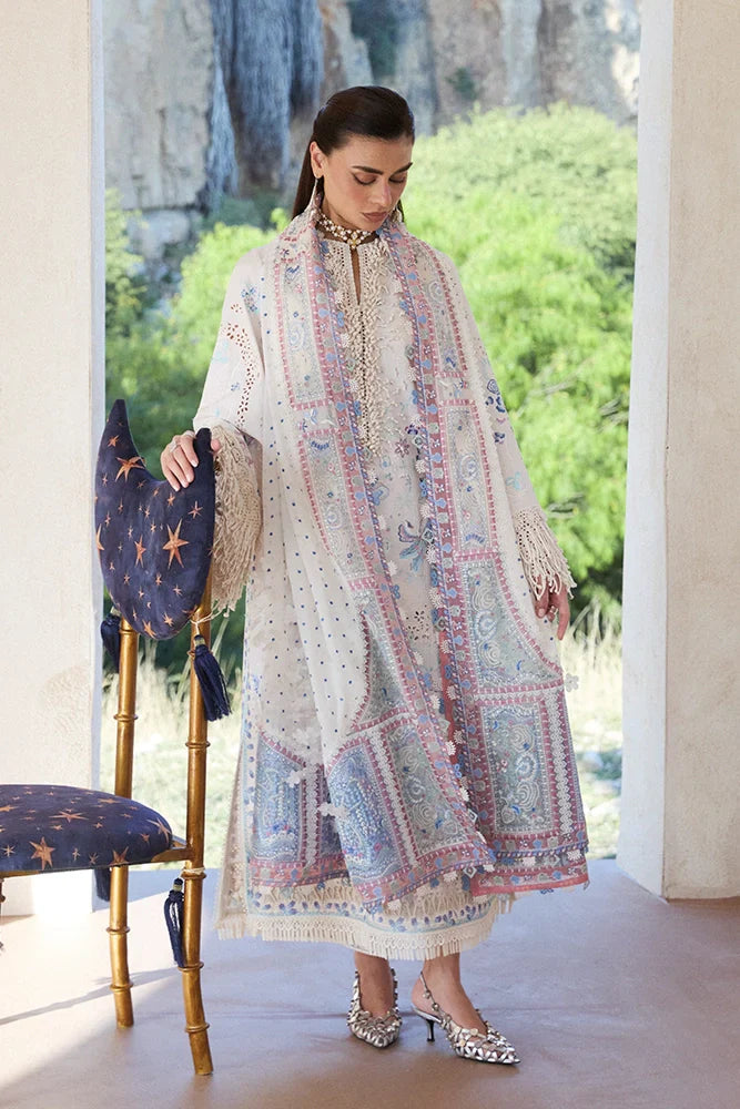 Suffuse Veluna – Off-white Organza Suit (3-Piece)