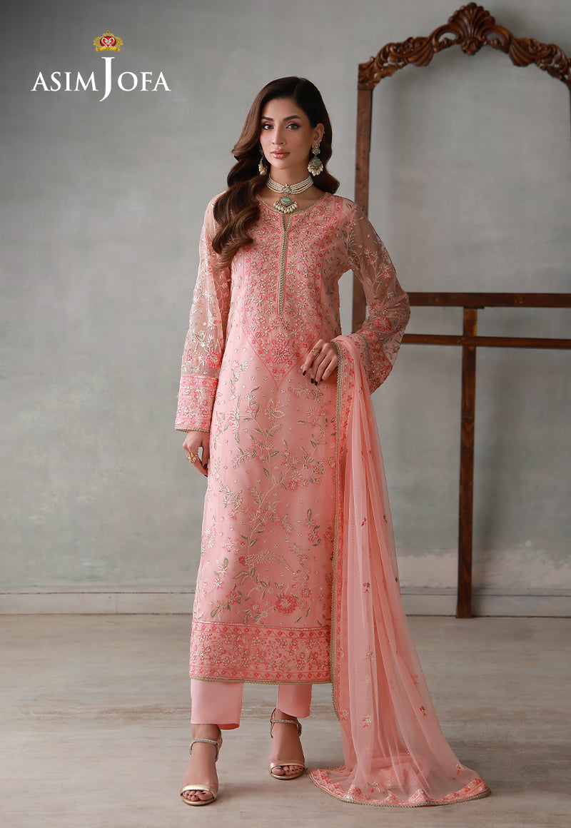 Asim Jofa | luxury Pret'26 | AJLPN-07 Embroidered Poly Net Stitched 3pcs
