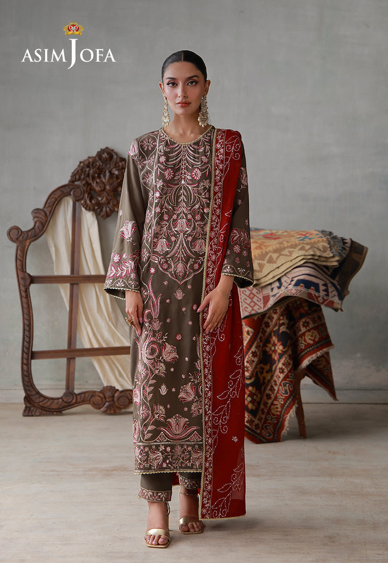 Asim Jofa | luxury Pret'26 | AJLPN-10 Embroidered Poly Silk Stitched 3pcs