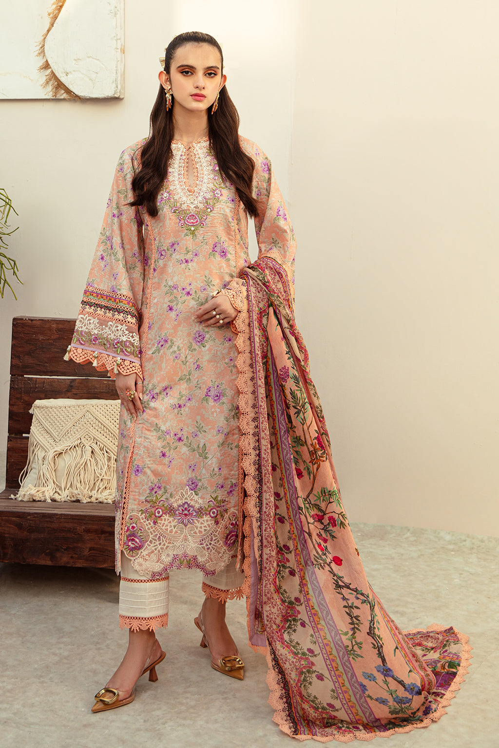 AJR Couture | Alif Affordable Lawn 24 | CORAL BLUSH - House Of Hania