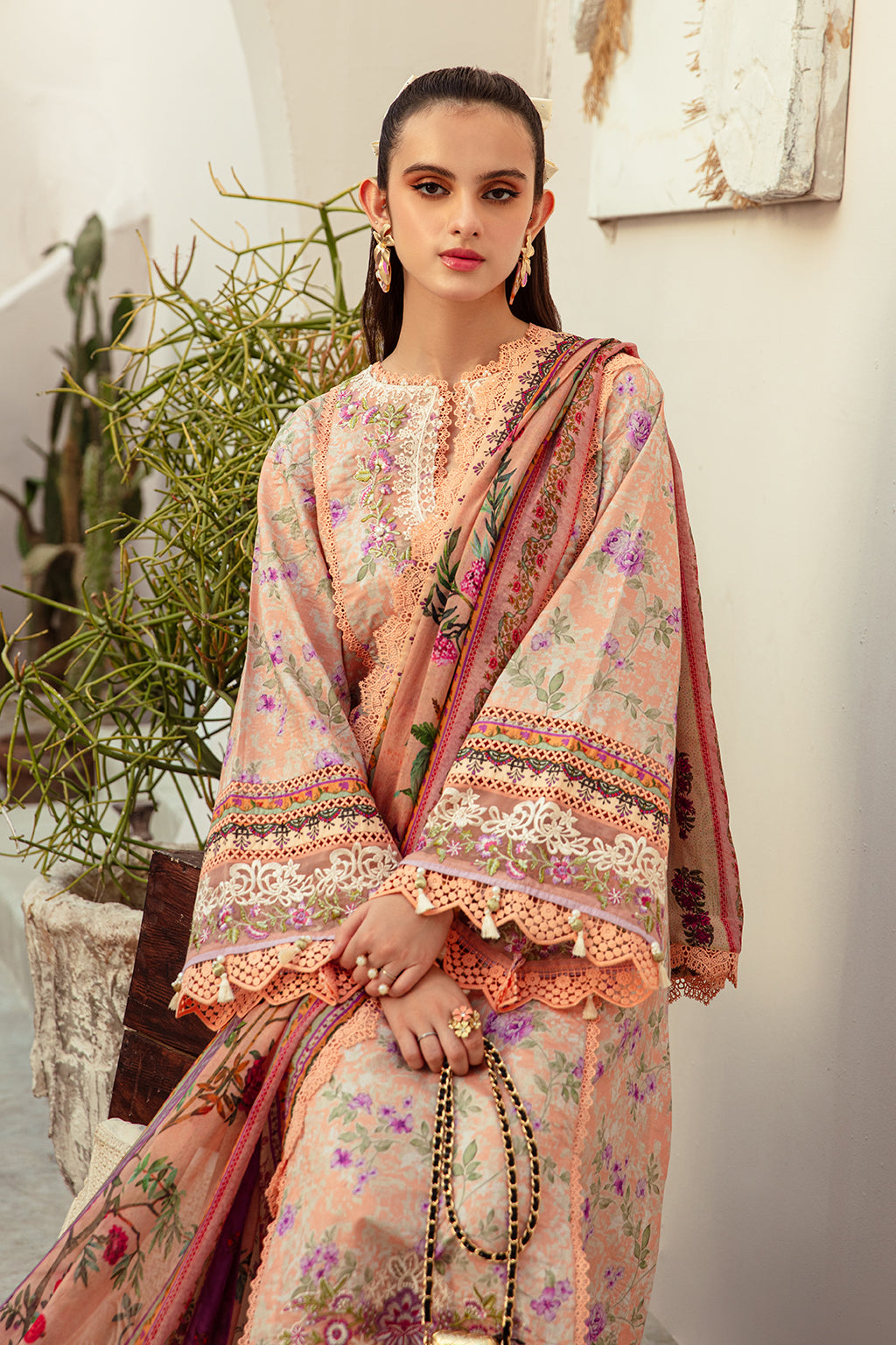 AJR Couture | Alif Affordable Lawn 24 | CORAL BLUSH - House Of Hania