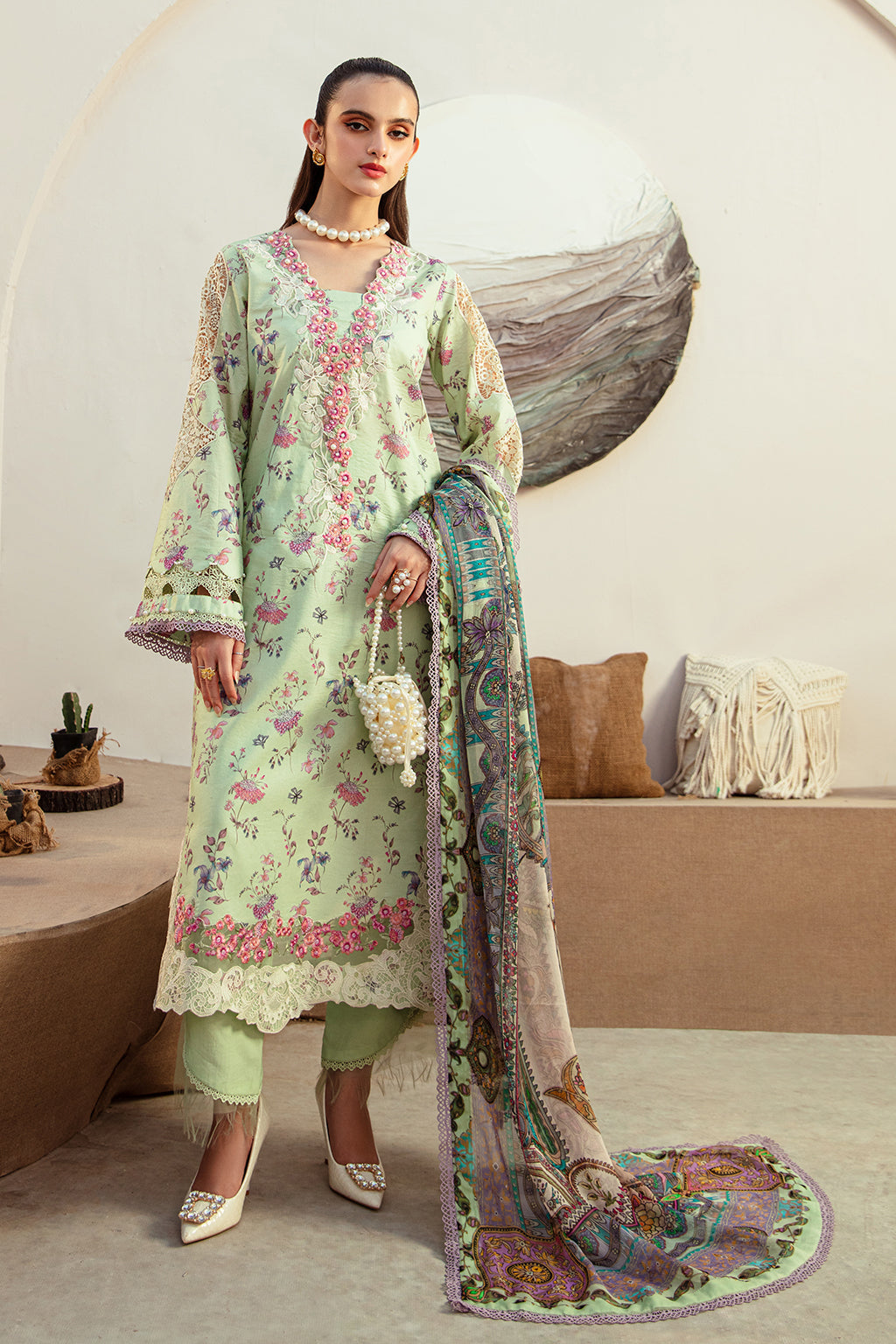 AJR Couture | Alif Affordable Lawn 24 | MINT MAGIC - House Of Hania