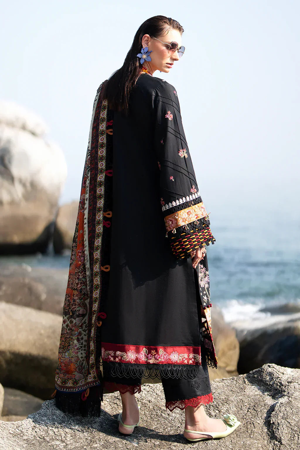 AJR Couture | Alif Signature Luxury Lawn 24 | Noir - House Of Hania