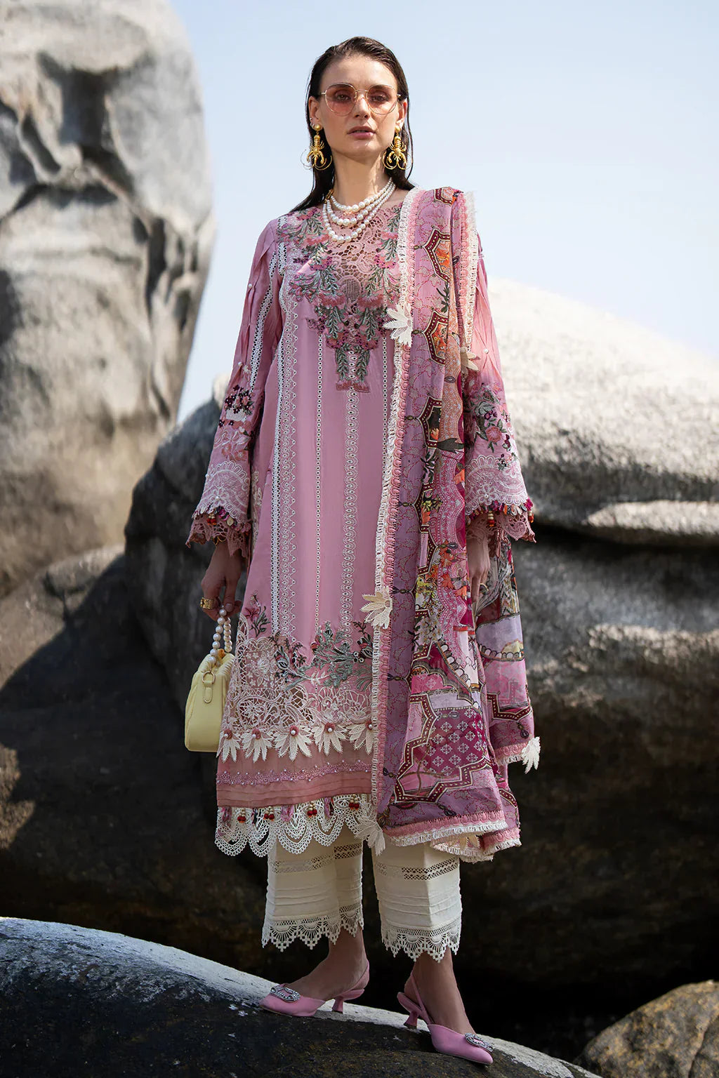 AJR Couture | Alif Signature Luxury Lawn 24 | Rosy - House Of Hania