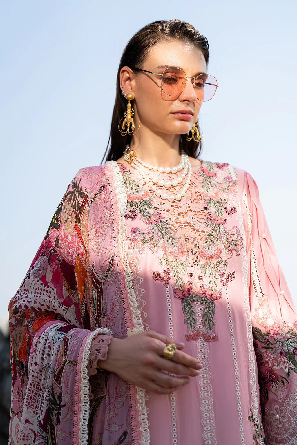 AJR Couture | Alif Signature Luxury Lawn 24 | Rosy - House Of Hania