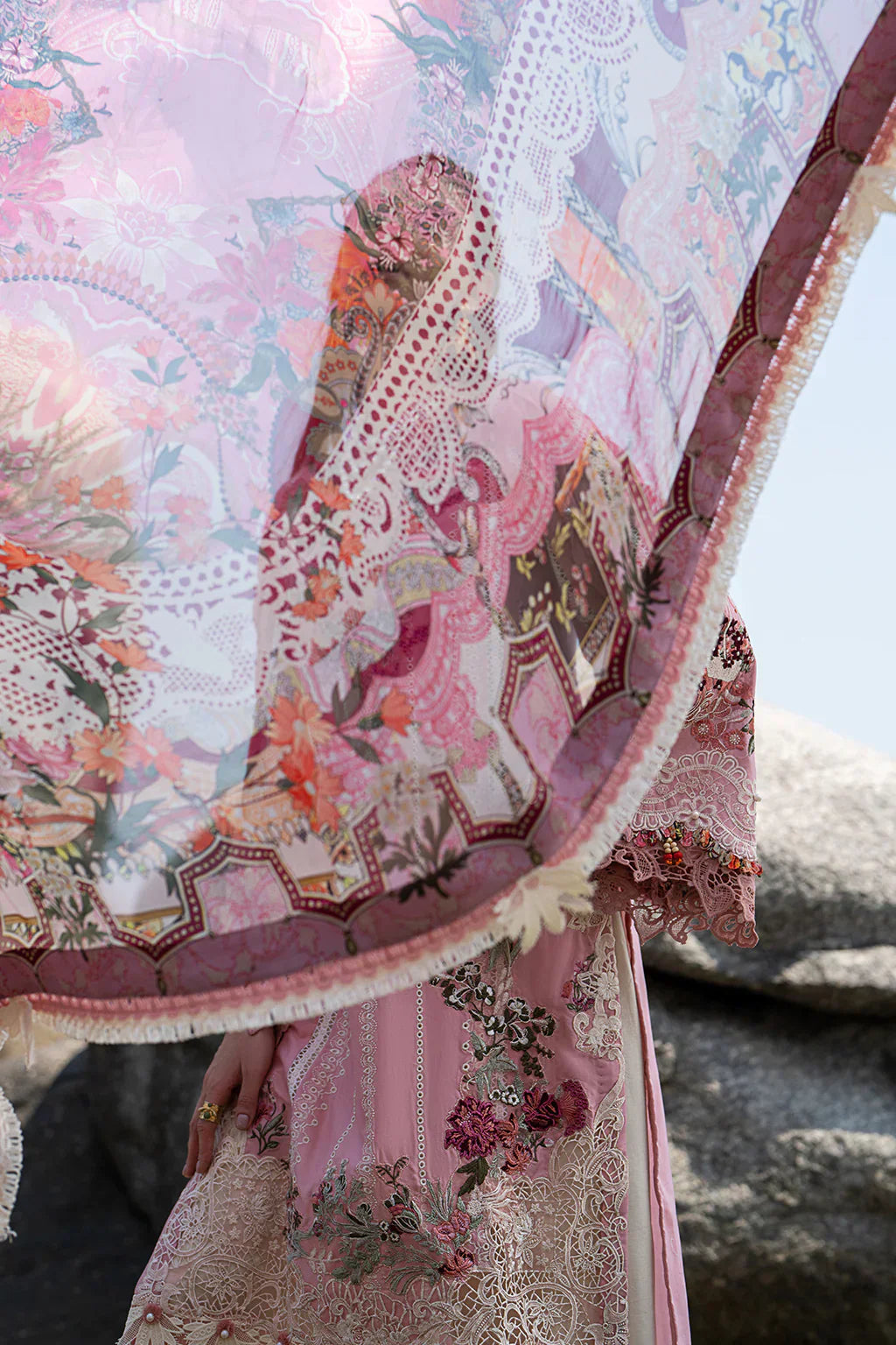 AJR Couture | Alif Signature Luxury Lawn 24 | Rosy - House Of Hania