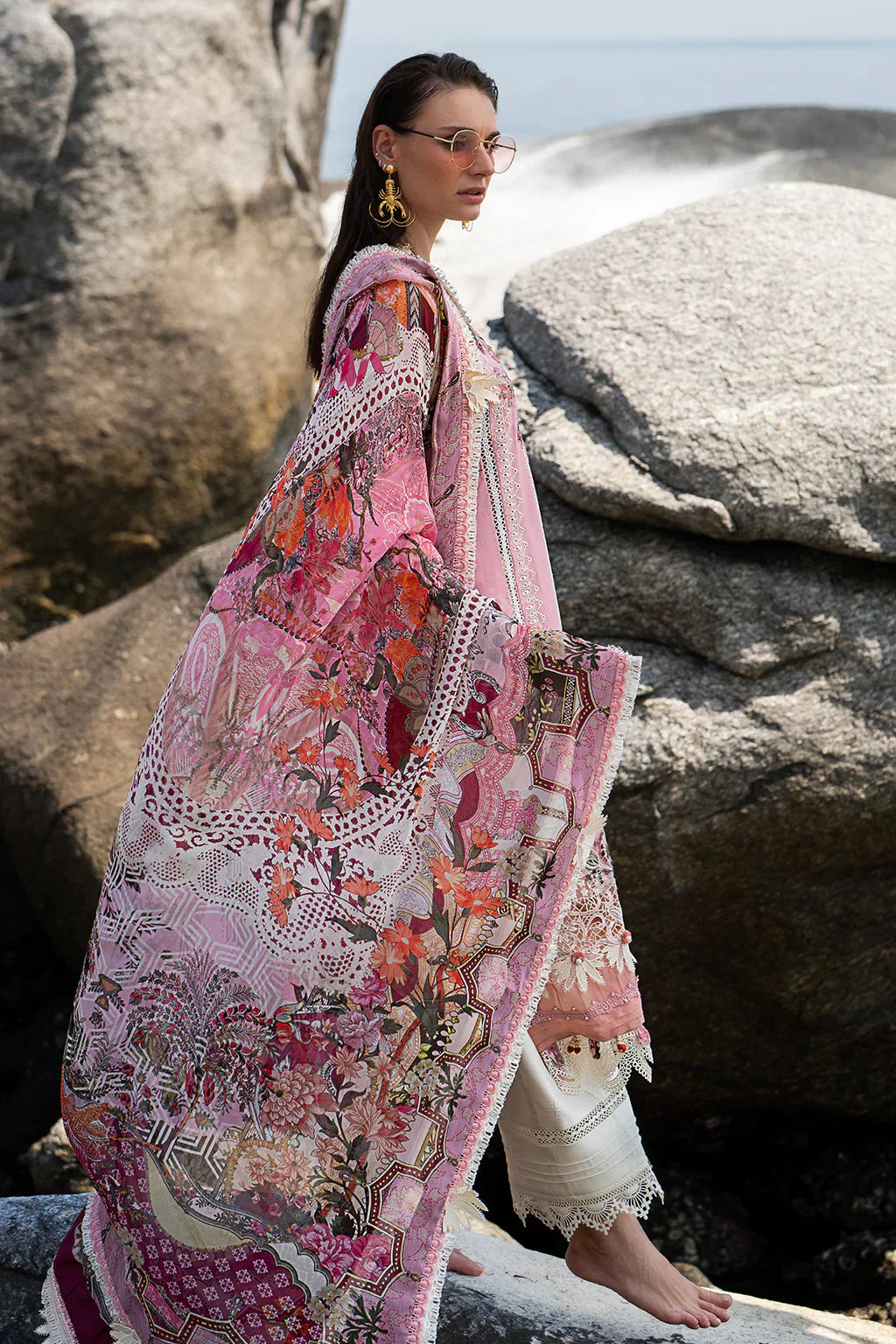 AJR Couture | Alif Signature Luxury Lawn 24 | Rosy - House Of Hania