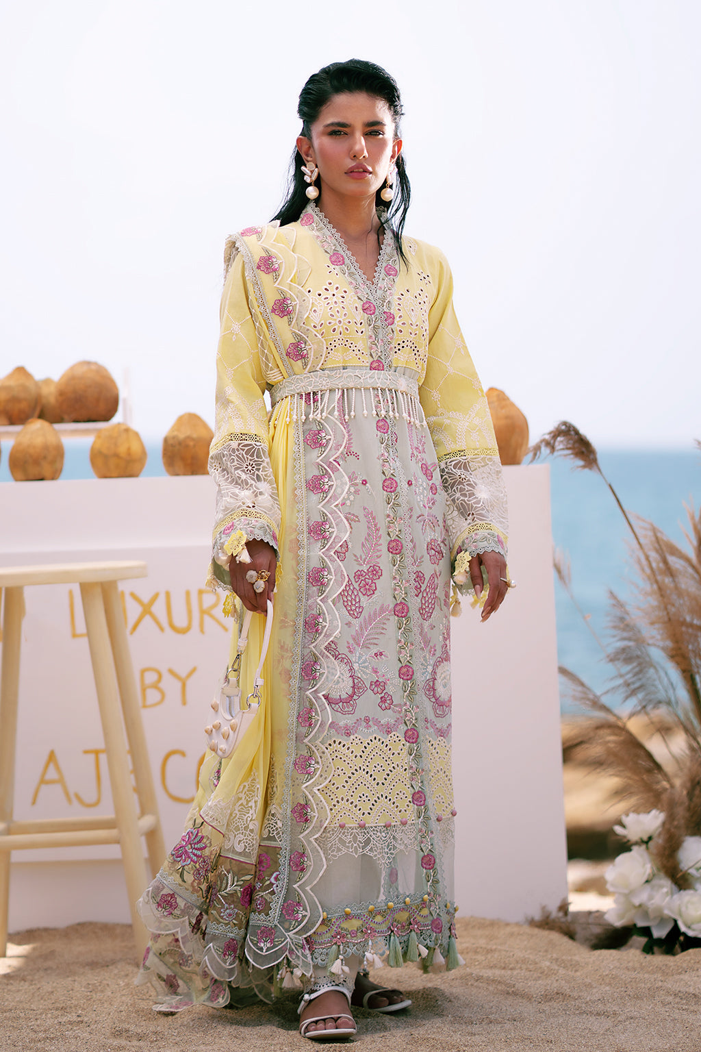 AJR Couture | Dastan Luxury Lawn 25 | Azure - House Of Hania